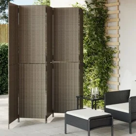 Biombo de 5 paneles ratán sintético gris de , Divisores de ambientes - Ref: Foro24-365366, Precio: 201,91 €, Descuento: %