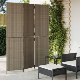 Biombo de 3 paneles ratán sintético gris de , Divisores de ambientes - Ref: Foro24-365358, Precio: 180,58 €, Descuento: %