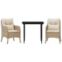 Set comedor de jardín 3 pzas con cojines ratán sintético beige en Conjuntos de jardín | Comprar online en Foru.es
