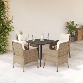Set comedor de jardín 5 pzas con cojines ratán sintético beige en Conjuntos de jardín | Comprar online en Foru.es