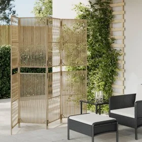 Biombo de 4 paneles ratán sintético beige de , Divisores de ambientes - Ref: Foro24-365379, Precio: 124,80 €, Descuento: %