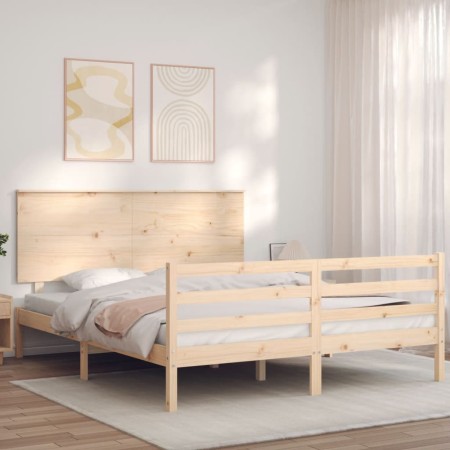 Estructura de cama con cabecero madera maciza 160x200 cm de , Camas y somieres - Ref: Foro24-3195231, Precio: 154,84 €, Descu...
