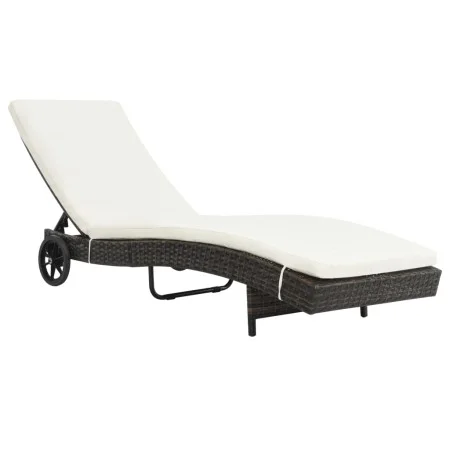 Wheelchair with brown synthetic rattan cushion by vidaXL, Loungers - Ref: Foro24-44453, Price: 167,79 €, Discount: %