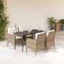 Set comedor de jardín 5 pzas con cojines ratán sintético beige en Conjuntos de jardín | Comprar online en Foru.es