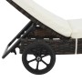 Tumbona con ruedas y cojín ratán sintético marrón de vidaXL, Tumbonas - Ref: Foro24-44453, Precio: 174,20 €, Descuento: %