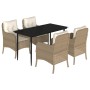 Set comedor de jardín 5 pzas con cojines ratán sintético beige en Conjuntos de jardín | Comprar online en Foru.es