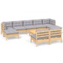 Juego de muebles de jardín 10 pzas y cojines madera pino gris de , Conjuntos de jardín - Ref: Foro24-3097108, Precio: 773,02 ...
