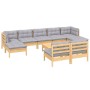 Juego de muebles de jardín 10 pzas y cojines madera pino gris de , Conjuntos de jardín - Ref: Foro24-3097108, Precio: 773,02 ...