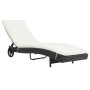 Tumbona con ruedas y cojín ratán sintético negro de vidaXL, Tumbonas - Ref: Foro24-44454, Precio: 168,12 €, Descuento: %