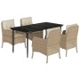 Set comedor de jardín 5 pzas con cojines ratán sintético beige en Conjuntos de jardín | Comprar online en Foru.es