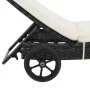 Lounger with wheels and black synthetic rattan cushion by vidaXL, Loungers - Ref: Foro24-44454, Price: 137,02 €, Discount: %