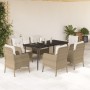 Set comedor de jardín 7 pzas con cojines ratán sintético beige en Conjuntos de jardín | Comprar online en Foru.es