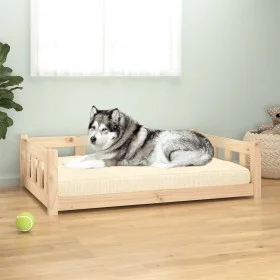 Cama para perros madera maciza de pino 105,5x75,5x28 cm de , Camas para perros - Ref: Foro24-820202, Precio: 84,28 €, Descuen...