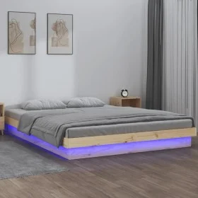 Bettgestell mit LED Super King Massivholz 180x200 cm von , Betten und Lattenroste - Ref: Foro24-819987, Preis: 163,70 €, Raba...