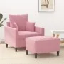 Sillón con taburete terciopelo rosa 60 cm de , Sofás - Ref: Foro24-3201100, Precio: 207,43 €, Descuento: %