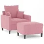 Sillón con taburete terciopelo rosa 60 cm de , Sofás - Ref: Foro24-3201100, Precio: 207,43 €, Descuento: %