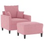 Sillón con taburete terciopelo rosa 60 cm de , Sofás - Ref: Foro24-3201100, Precio: 211,18 €, Descuento: %