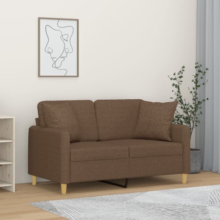 Sofá de 2 plazas con cojines tela marrón 120 cm de , Sofás - Ref: Foro24-3200904, Precio: 217,53 €, Descuento: %