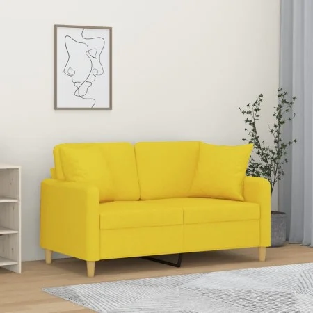 2-seater sofa with light yellow fabric cushions, 120 cm. by , Sofas - Ref: Foro24-3200906, Price: 214,44 €, Discount: %
