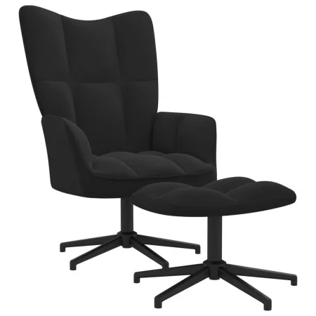 Sillón de relax con taburete terciopelo negro de , Sillones - Ref: Foro24-328112, Precio: 174,41 €, Descuento: %