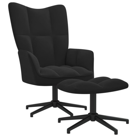 Sillón de relax con taburete terciopelo negro de , Sillones - Ref: Foro24-328112, Precio: 177,68 €, Descuento: %