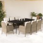 Set comedor de jardín 9 pzas con cojines ratán sintético beige en Conjuntos de jardín | Comprar online en Foru.es