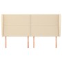 Cabecero con orejas de tela color crema 163x23x118/128 cm de , Cabeceros y pies de cama - Ref: Foro24-3117827, Precio: 127,03...