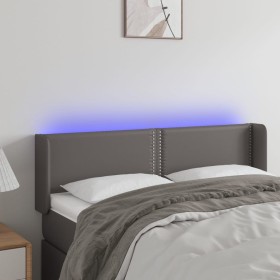 Cabecero con LED cuero sintético gris 147x16x78/88 cm de , Cabeceros y pies de cama - Ref: Foro24-3123190, Precio: 62,92 €, D...