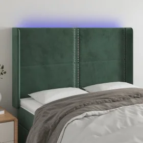 LED-Kopfteil aus dunkelgrünem Samt, 147 x 16 x 118/128 cm von , Kopf- und Fußteile - Ref: Foro24-3123959, Preis: 118,00 €, Ra...