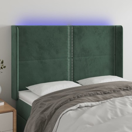 Cabecero con LED de terciopelo verde oscuro 147x16x118/128 cm de , Cabeceros y pies de cama - Ref: Foro24-3123959, Precio: 10...