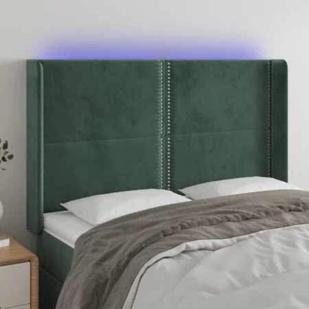 LED-Kopfteil aus dunkelgrünem Samt, 147 x 16 x 118/128 cm von , Kopf- und Fußteile - Ref: Foro24-3123959, Preis: 118,00 €, Ra...