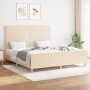Estructura de cama con cabecero de tela color crema 160x200 cm de , Camas y somieres - Ref: Foro24-3124989, Precio: 232,73 €,...
