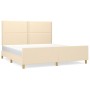 Estructura de cama con cabecero de tela color crema 160x200 cm de , Camas y somieres - Ref: Foro24-3124989, Precio: 232,73 €,...