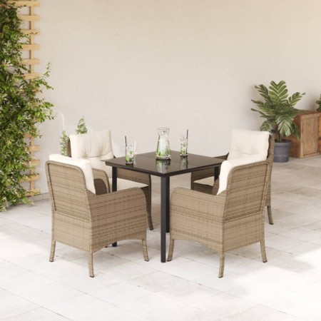 Set comedor de jardín 5 pzas con cojines ratán sintético beige en Conjuntos de jardín | Comprar online en Foru.es