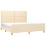 Estructura de cama con cabecero de tela color crema 160x200 cm de , Camas y somieres - Ref: Foro24-3124989, Precio: 232,73 €,...