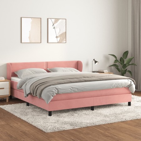 Cama box spring con colchón terciopelo rosa 160x200 cm de , Camas y somieres - Ref: Foro24-3127444, Precio: 465,61 €, Descuen...