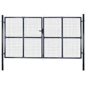 Puerta de malla de jardín acero galvanizado gris 289x150 cm de vidaXL, Puertas de jardín - Ref: Foro24-143365, Precio: 451,96...
