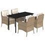 Set comedor de jardín 5 pzas con cojines ratán sintético beige en Conjuntos de jardín | Comprar online en Foru.es