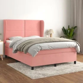 Cama box spring con colchón terciopelo rosa 140x190 cm de , Camas y somieres - Ref: Foro24-3129152, Precio: 520,83 €, Descuen...