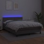 Cama box spring colchón y LED cuero sintético gris 140x190 cm de , Camas y somieres - Ref: Foro24-3134163, Precio: 453,85 €, ...