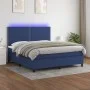 Box spring bed mattress and LED lights blue fabric 160x200 cm by , Beds and slatted bases - Ref: Foro24-3134811, Price: 522,3...