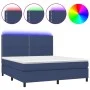 Box spring bed mattress and LED lights blue fabric 160x200 cm by , Beds and slatted bases - Ref: Foro24-3134811, Price: 522,3...