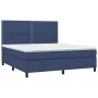 Box spring bed mattress and LED lights blue fabric 160x200 cm by , Beds and slatted bases - Ref: Foro24-3134811, Price: 522,3...