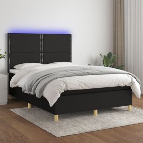 Cama box spring colchón y luces LED tela negro 140x190 cm de , Camas y somieres - Ref: Foro24-3135351, Precio: 449,71 €, Desc...