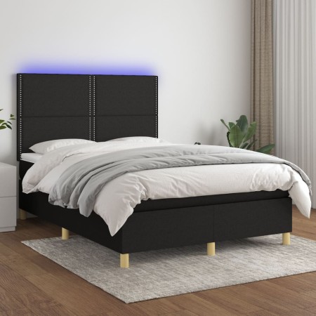 Cama box spring colchón y luces LED tela negro 140x190 cm de , Camas y somieres - Ref: Foro24-3135351, Precio: 449,71 €, Desc...