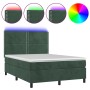 Cama box spring colchón y LED terciopelo verde oscuro 140x200cm de , Camas y somieres - Ref: Foro24-3136068, Precio: 477,57 €...