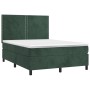 Cama box spring colchón y LED terciopelo verde oscuro 140x200cm de , Camas y somieres - Ref: Foro24-3136068, Precio: 477,57 €...