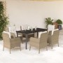 Set comedor de jardín 7 pzas con cojines ratán sintético beige en Conjuntos de jardín | Comprar online en Foru.es