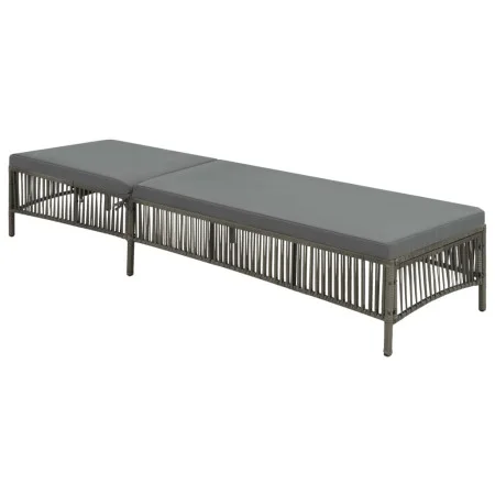 Tumbona con cojín de ratán sintético gris de vidaXL, Tumbonas - Ref: Foro24-44455, Precio: 129,34 €, Descuento: %