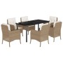 Set comedor de jardín 7 pzas con cojines ratán sintético beige en Conjuntos de jardín | Comprar online en Foru.es